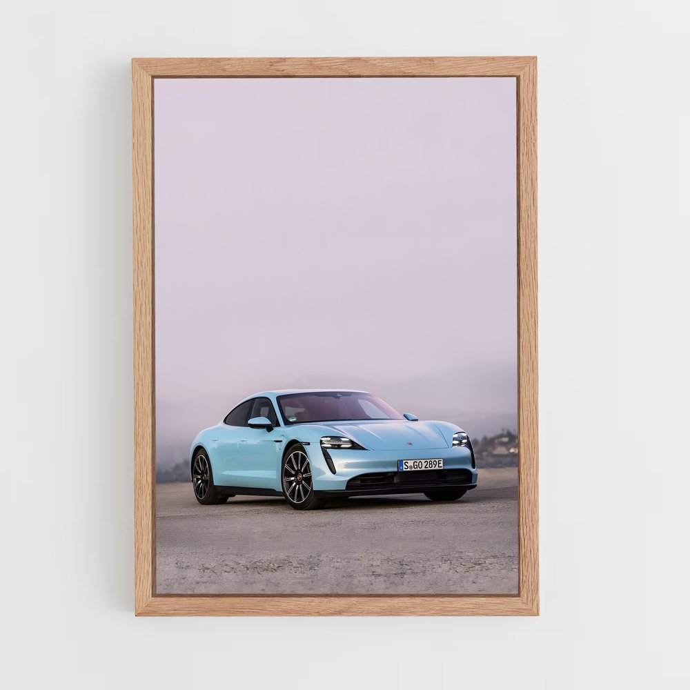 Poster Taycan en Bleu Électrique – affiche Porsche (vue 4)